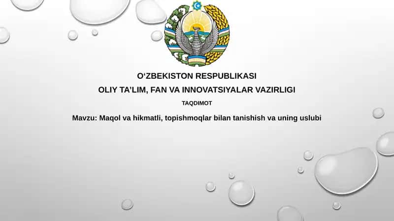 Maqollar, Hikmatli So'zlar va Topishmoqlar