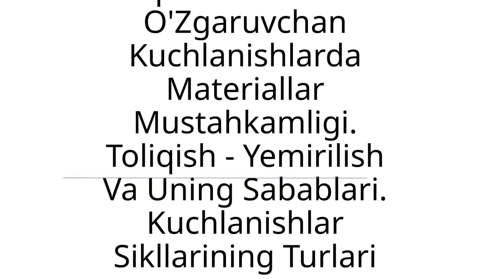 Kuchlanishlar Sikllarining Turlari