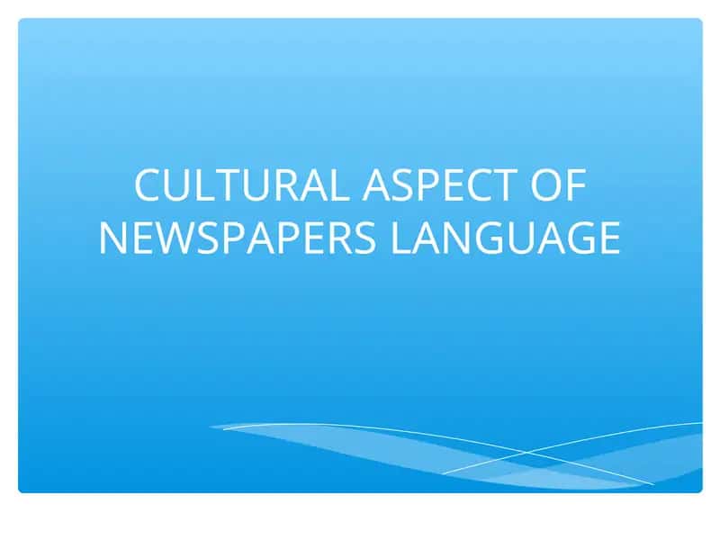 Cultural Aspect of Newspapers Language