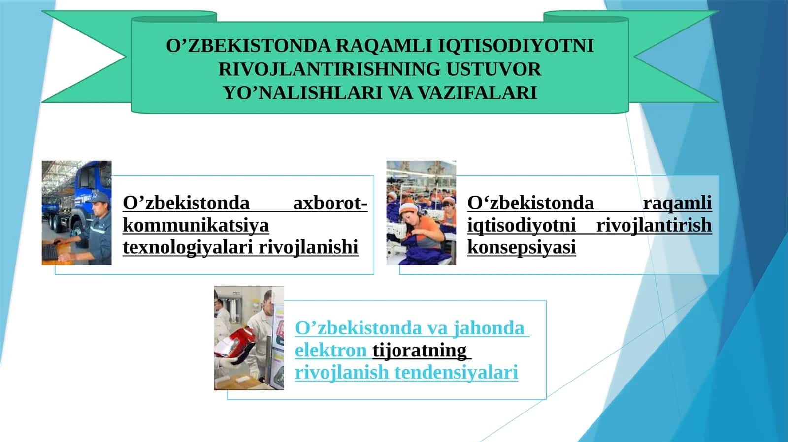O’ZBEKISTONDA RAQAMLI IQTISODIYOTNI RIVOJLANTIRISHNING USTUVOR YO’NALISHLARI VA VAZIFALARI