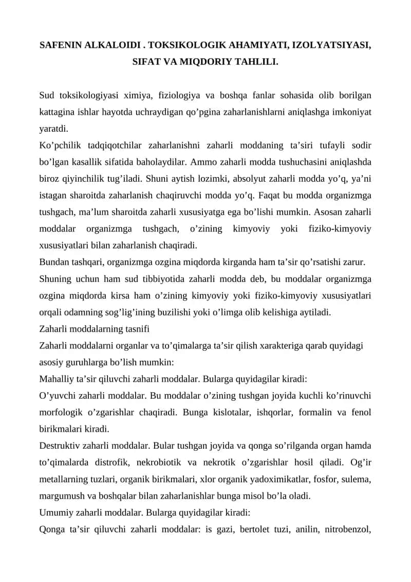 SAFENIN ALKALOIDI