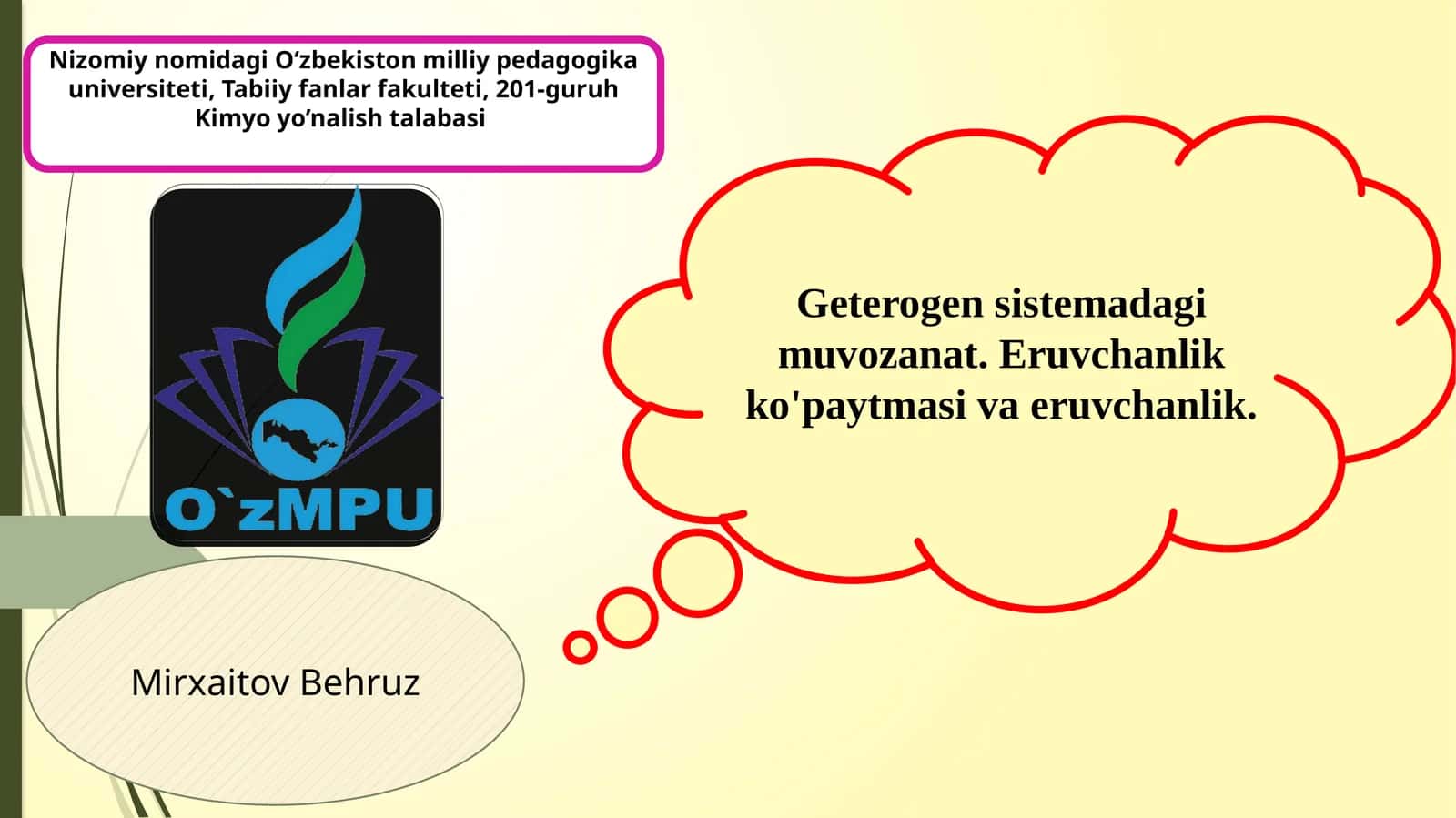 Geterogensistemadagi muvozanatning nazariyasaslari