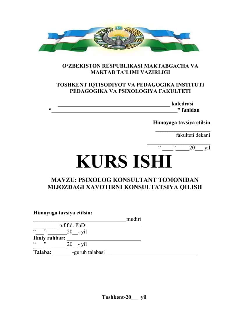 PSIXOLOG KONSULTANT TOMONIDAN MIJOZDAGI XAVOTIRNI KONSULTATSIYA QILISH