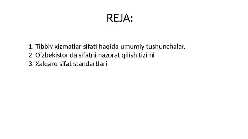 Tibbiy xizmatlar sifatini nazorat qilish