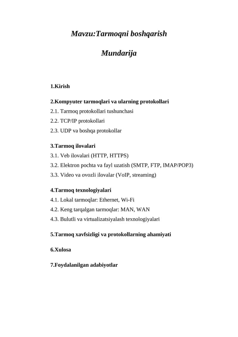 Tarmoqni boshqarish