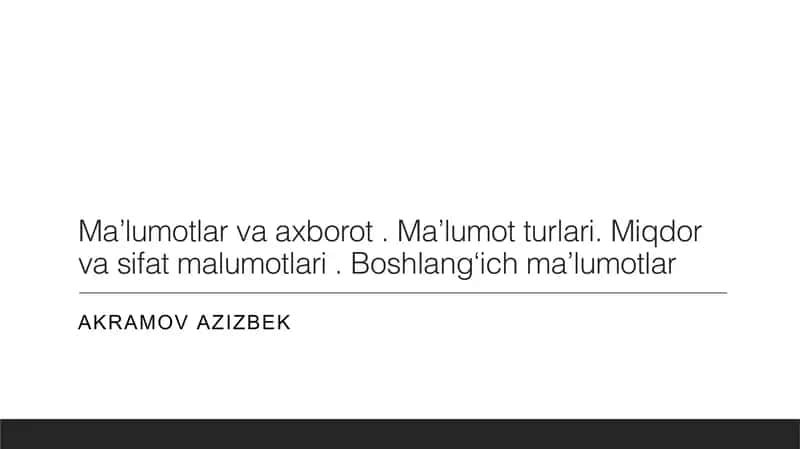 Maʼlumotlar va axborot