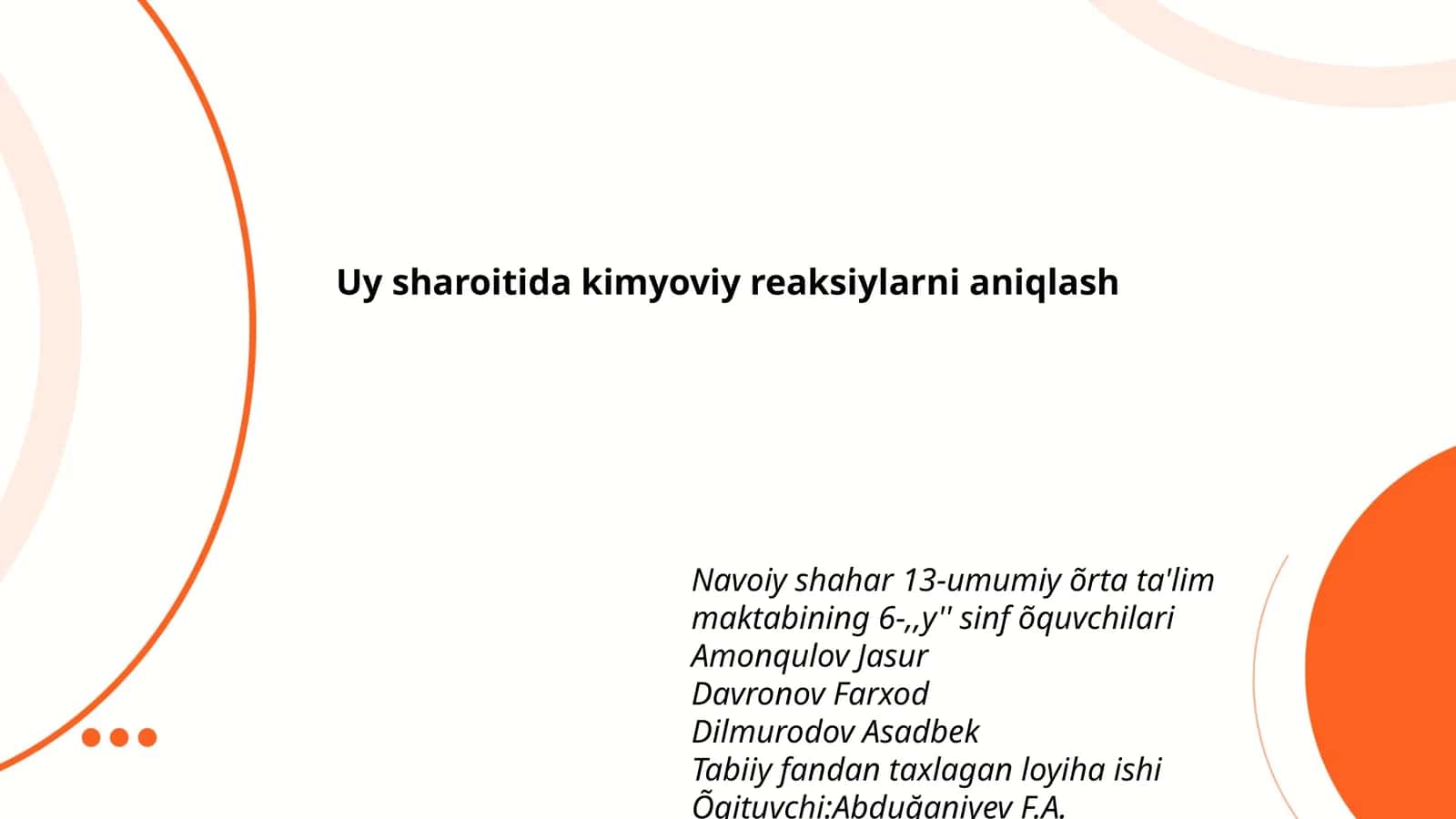 Uy sharoitida kimyoviy reaksiylarni aniqlash