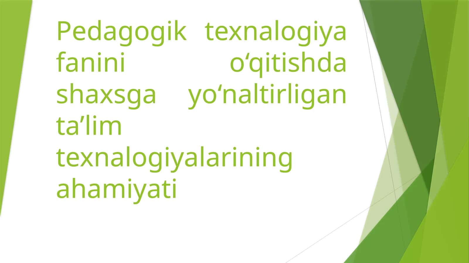 Innovatsion pedagogik texnologiyalarini o‘qitish metodikasi