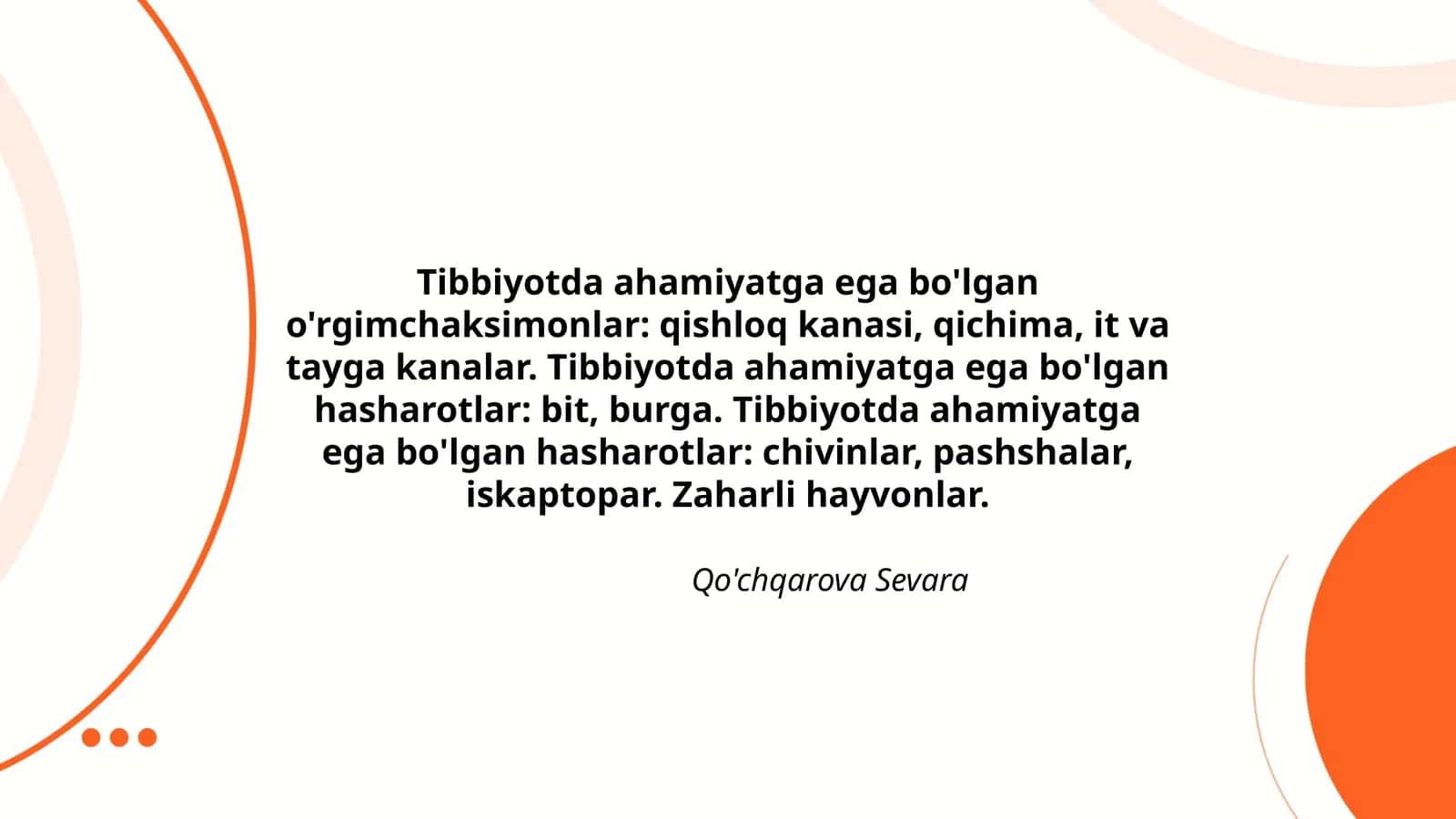 Tibbiyotda ahamiyatga ega bo'lgan o'rgimchaksimonlar va hasharotlar