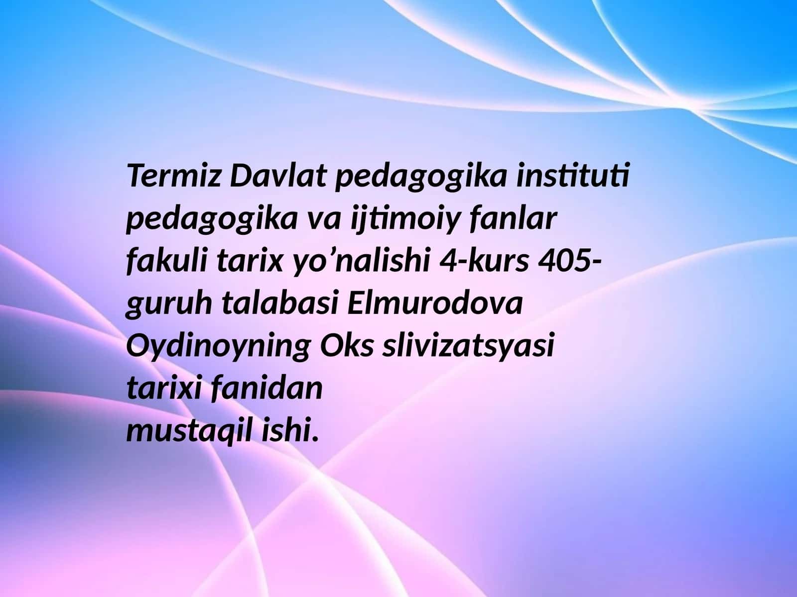 Okssilvizatsiyasiningyozuvtizmi
