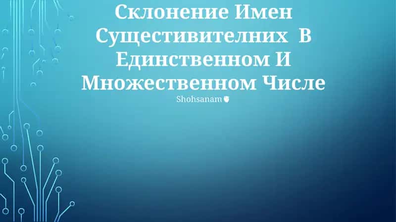 Склонение Имен Существительных В Единственном И Множественном Числе