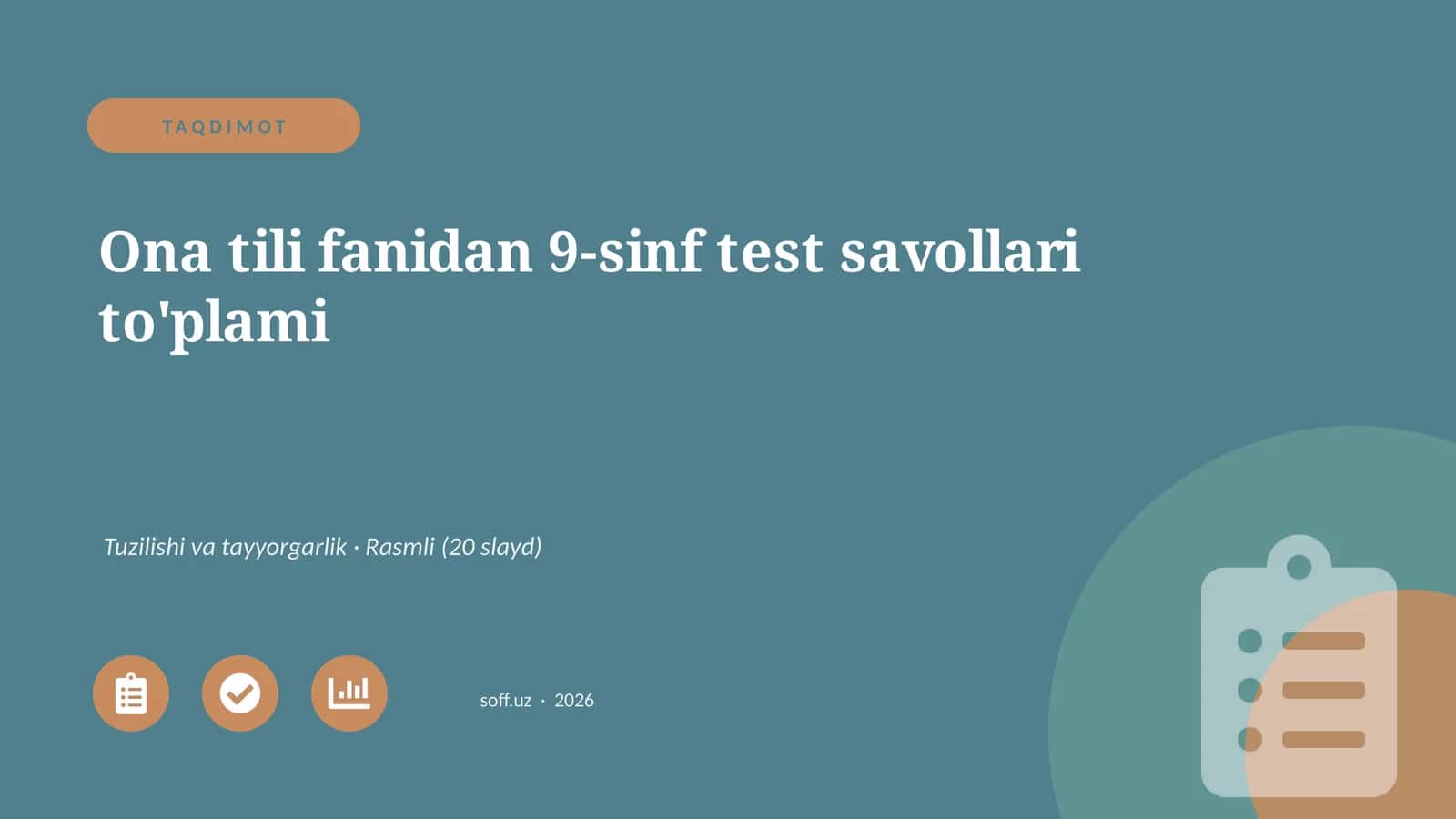 Ona tili fanidan 9-sinf test savollari to'plami