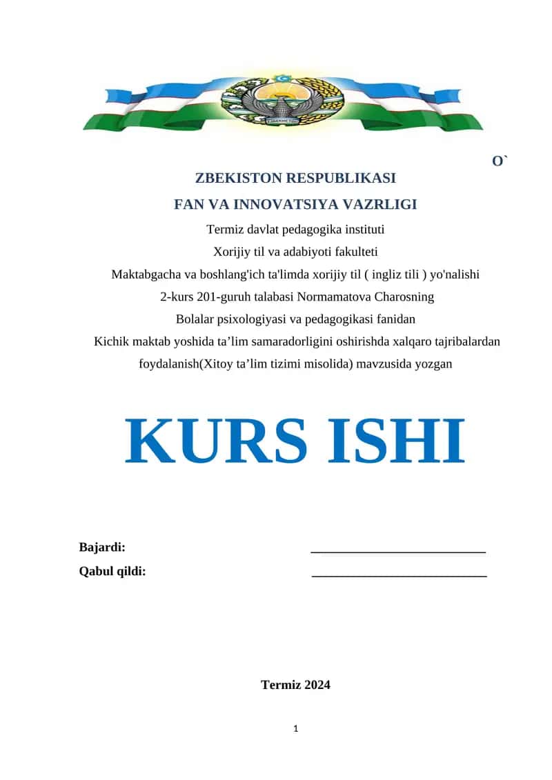 Kichik maktab yoshida ta’lim samaradorligini oshirishda xalqaro tajribalardan foydalanish