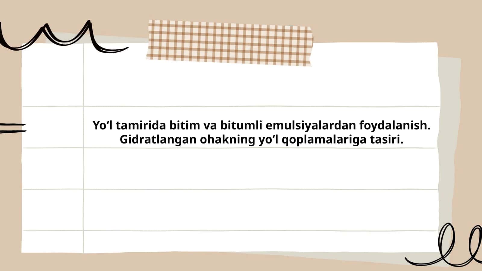 Bitim va Bitumli Emulsiyalarni Yoʻl Tamirida Qoʻllash Texnologiyalari