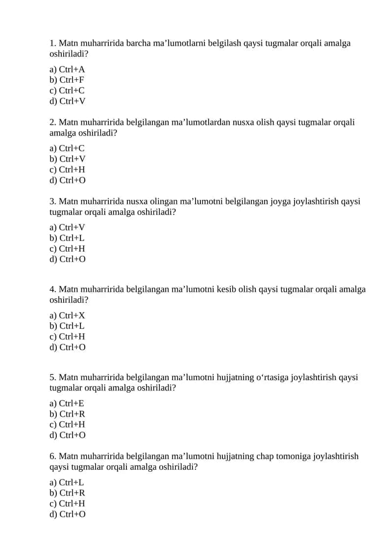 Matn muharriri bilan ishlash