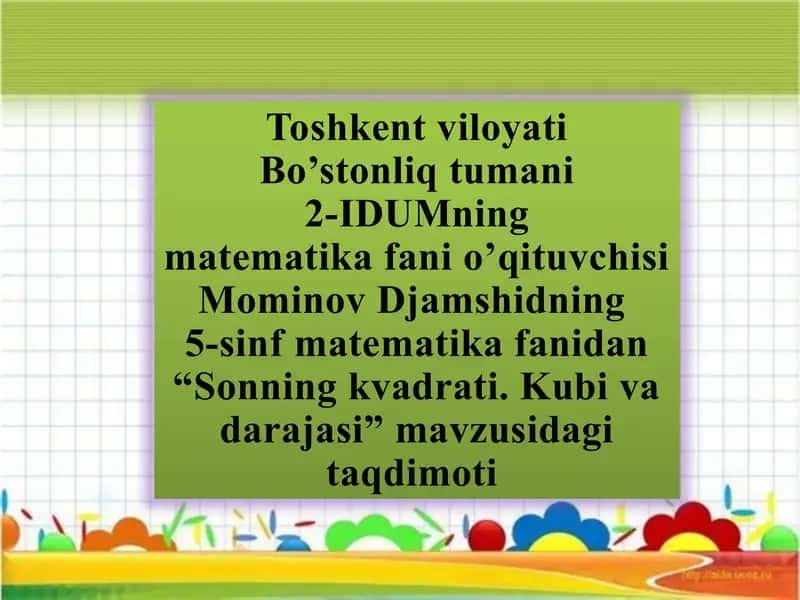 Sonning kvadrati, kubi va darajasi