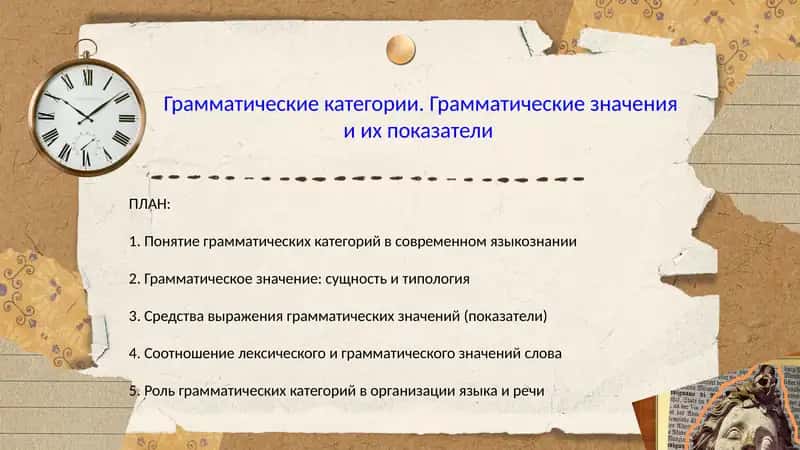 Грамматические категории. Грамматические значения и их показатели + 20тест, 12 вопрос и глоссарий