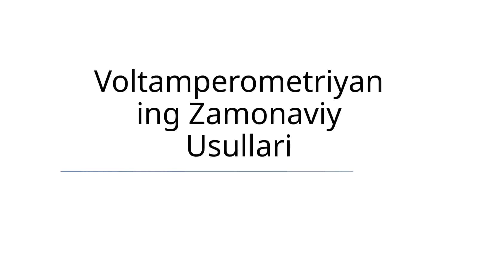 Voltamperometriyaning Zamonaviy Usullari