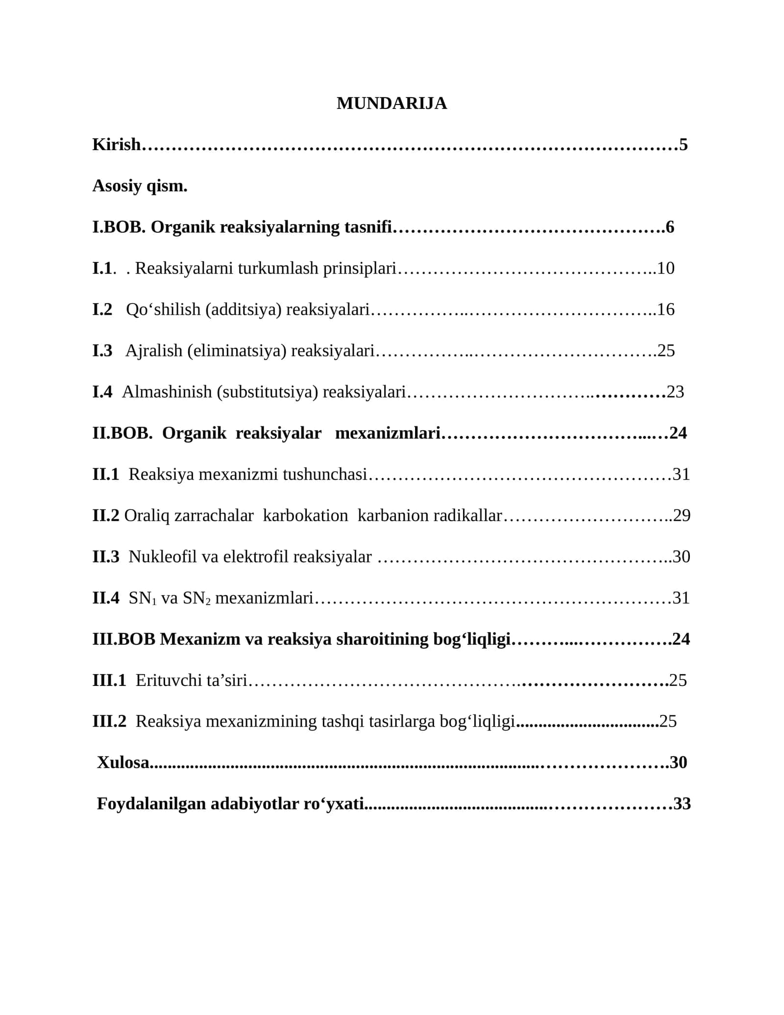 Organik reaksiyalar mexanizmlari
