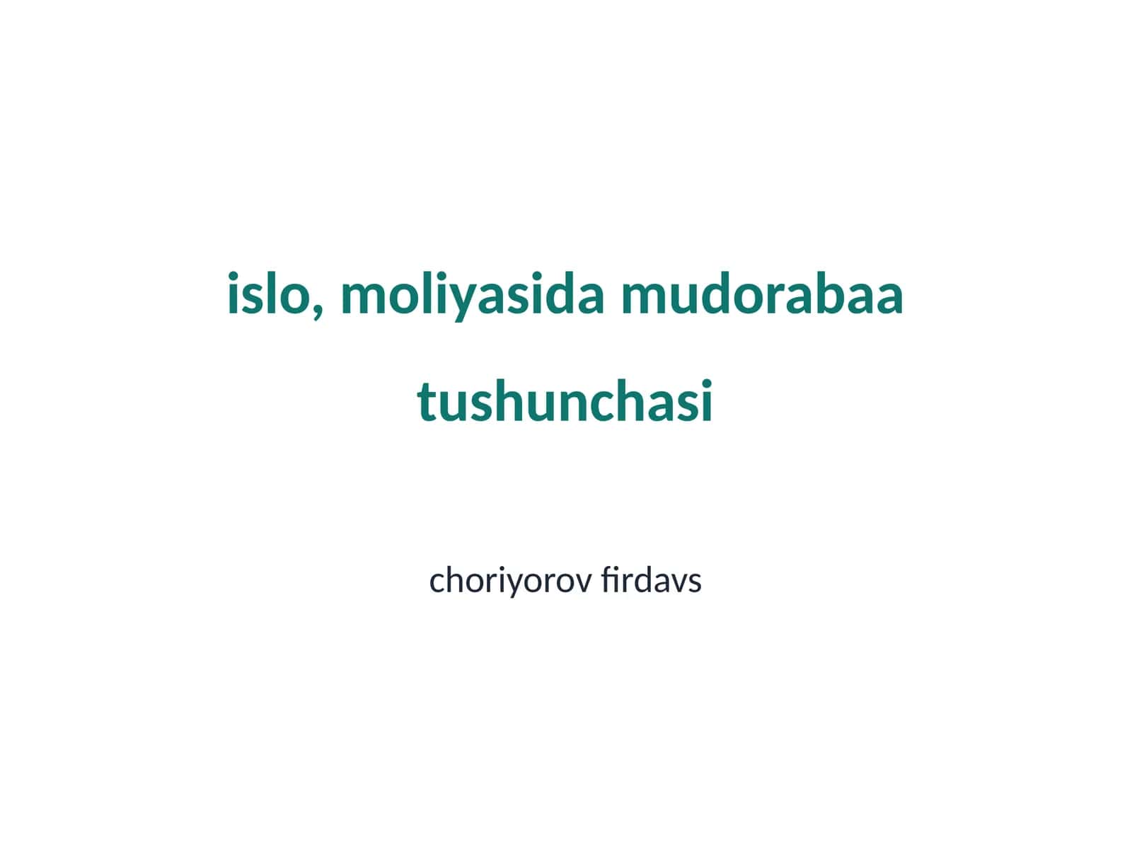 Islomiy moliya: Kirish va tushunchalar
