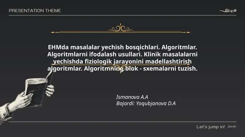 EHMda masalalar yechish bosqichlari