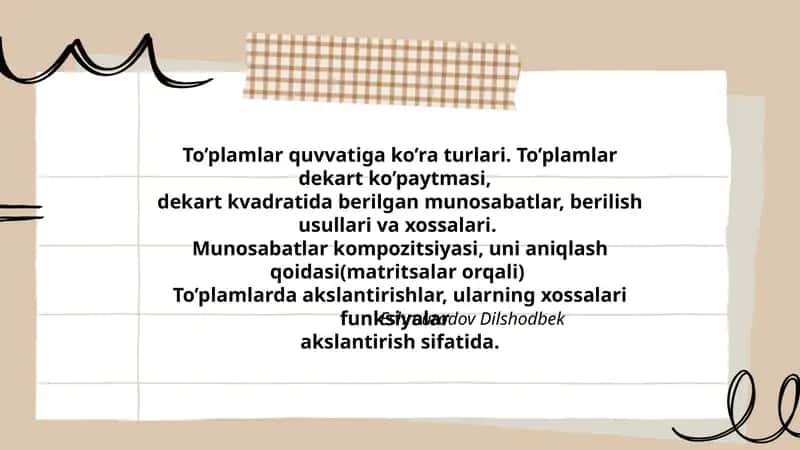 To’plamlar quvvatiga ko’ra turlari