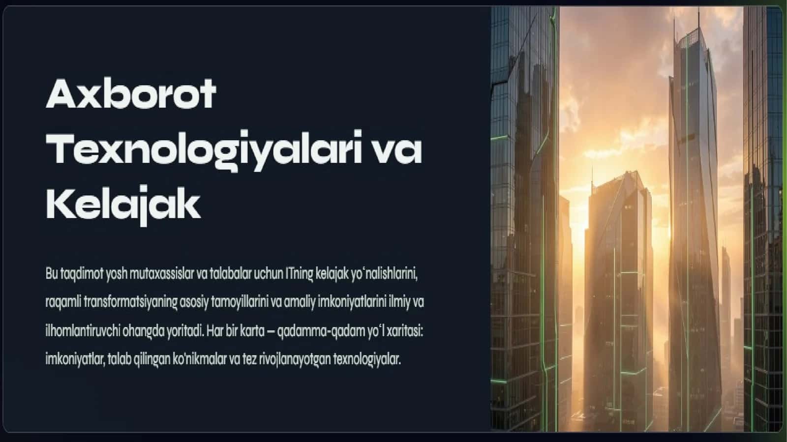 Axborot Texnologiyalari va Kelajak | Premium PowerPoint Taqdimot (Slayd)