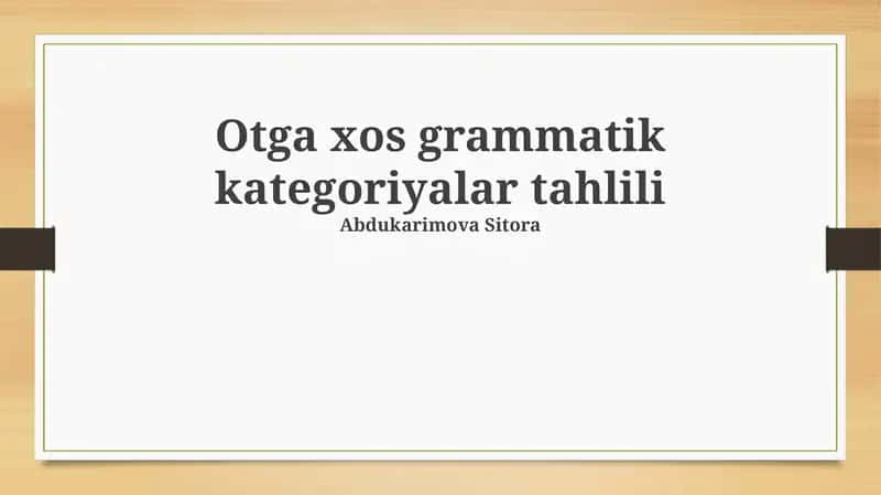 Otga xos grammatik kategoriyalar tahlili