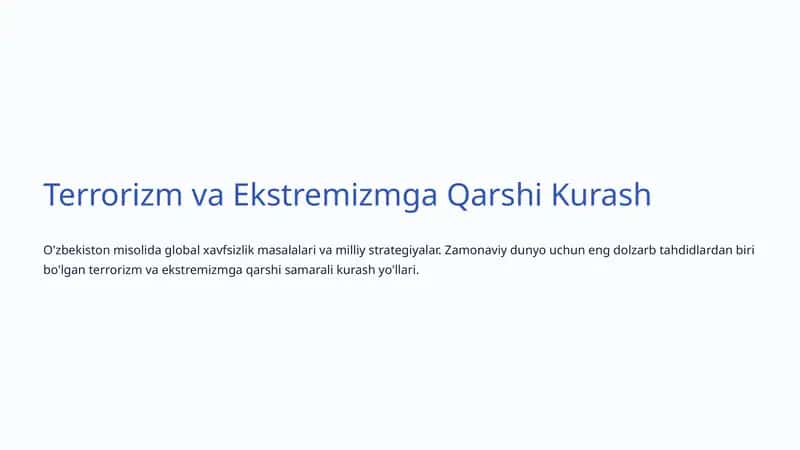 Terrorizm va Ekstremizmga Qarshi Kurash