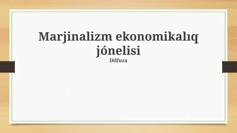 Marjinalizm ekonomikalıq jónelisi