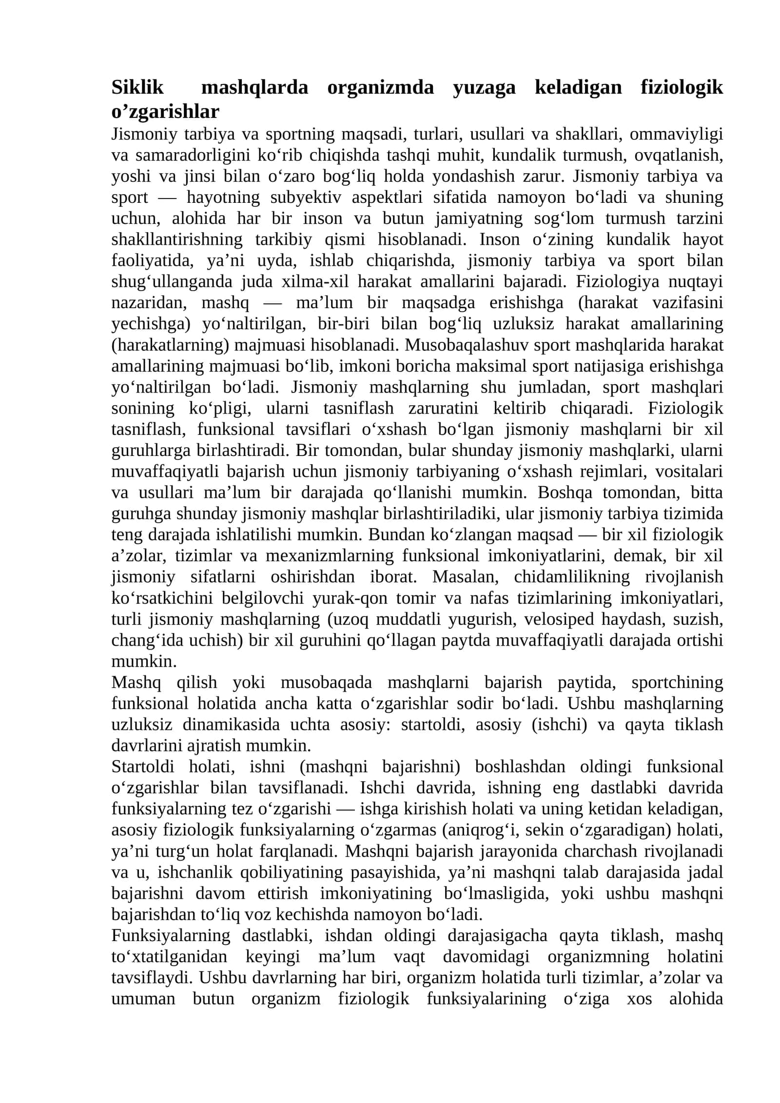 Jismoniy tarbiya va sport