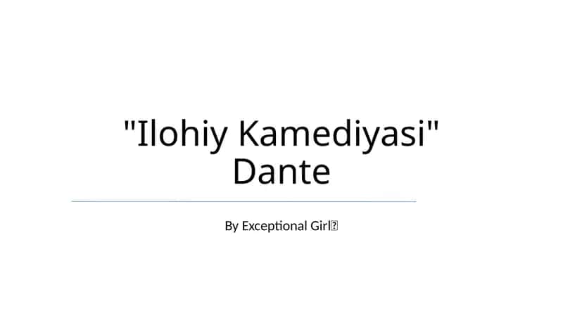Ilohiy Kamediyasi" Dante