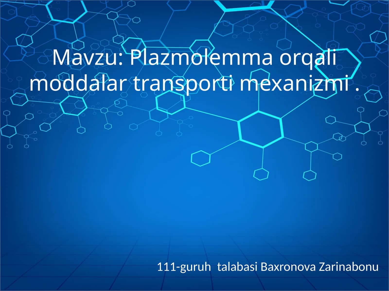Plazmollema orqali moddalar transporti mexanizmi