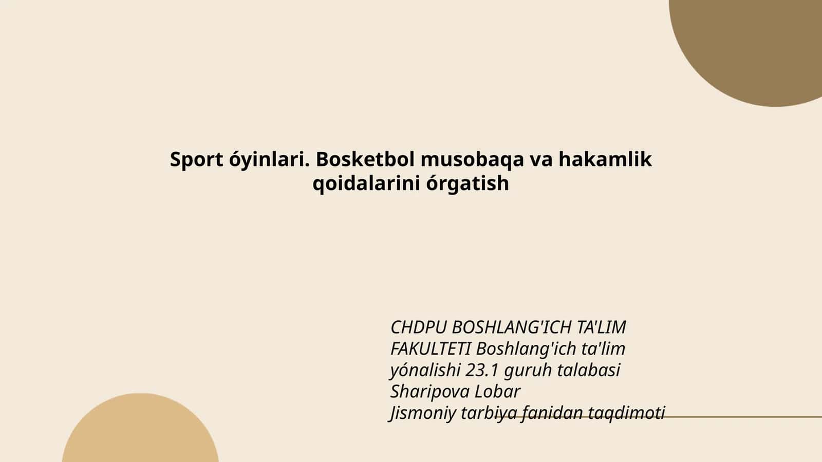 Jismoniy tarbiya fanidan taqdimoti