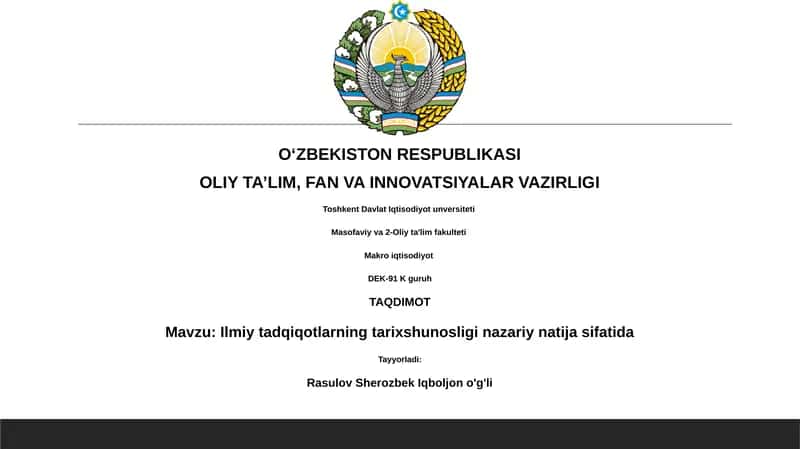 Ilmiy tadqiqotlarning tarixshunosligi natijalari