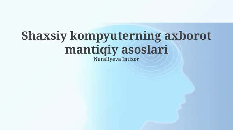 Shaxsiy kompyuterning axborot mantiqiy asoslari