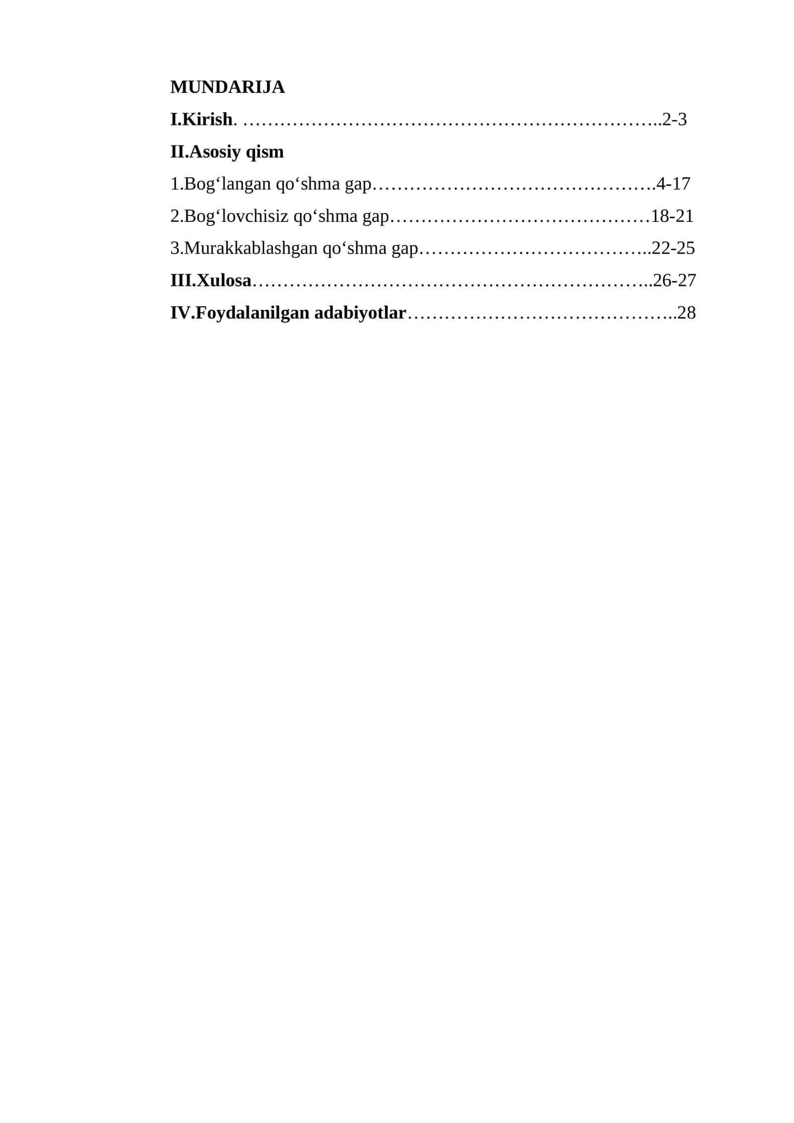Kurs Ishining Dolzarbligi