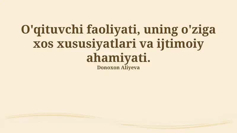 O'qituvchining faoliyati