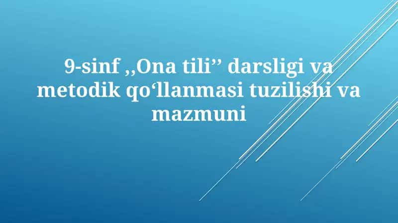 Onatiliʼʼdarsligivametodikqoʻllanmasi