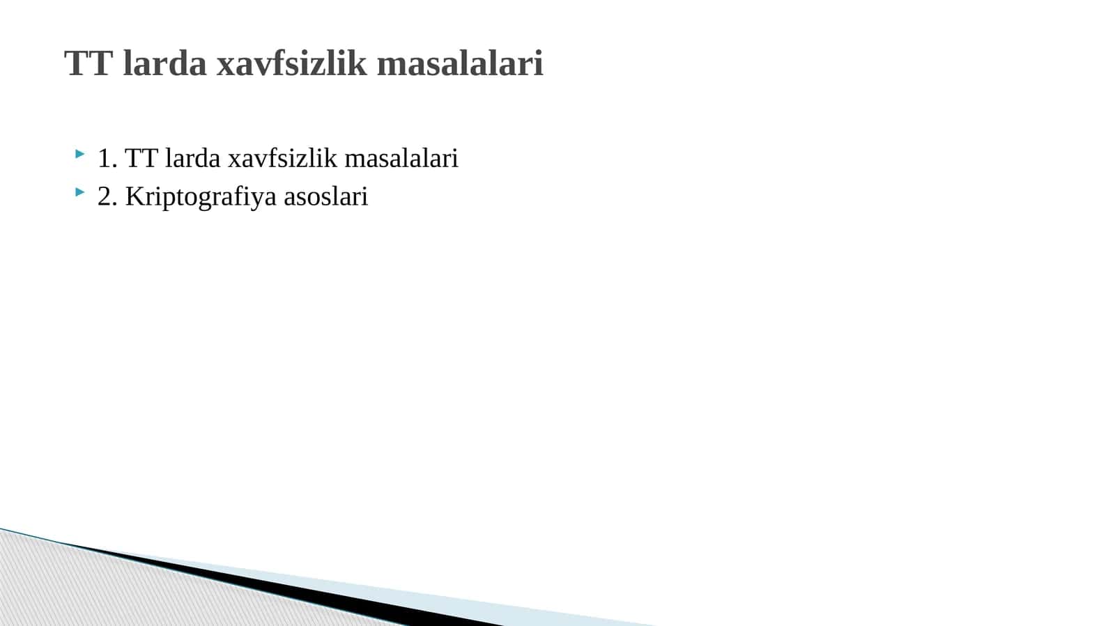 TTlarda xavfsizlik masalalari