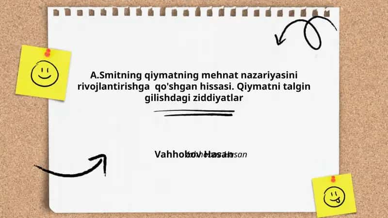 Smitning Qiymatning Mehnat Nazariyasi