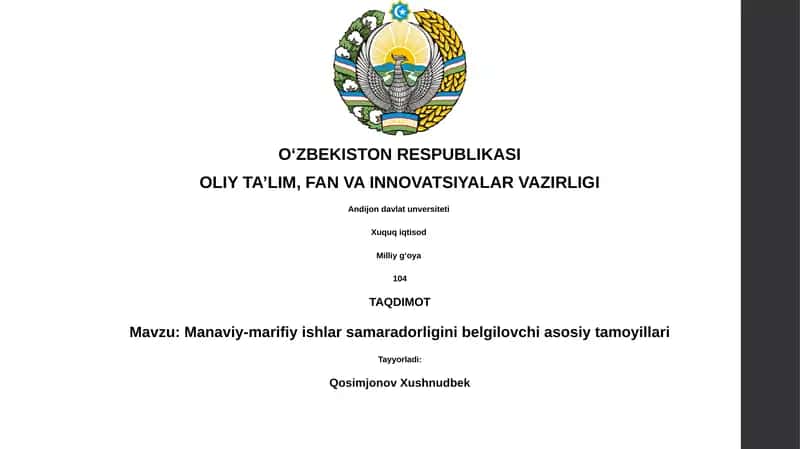 Samaradorlikni belgilovchi asosiy tamoyillar