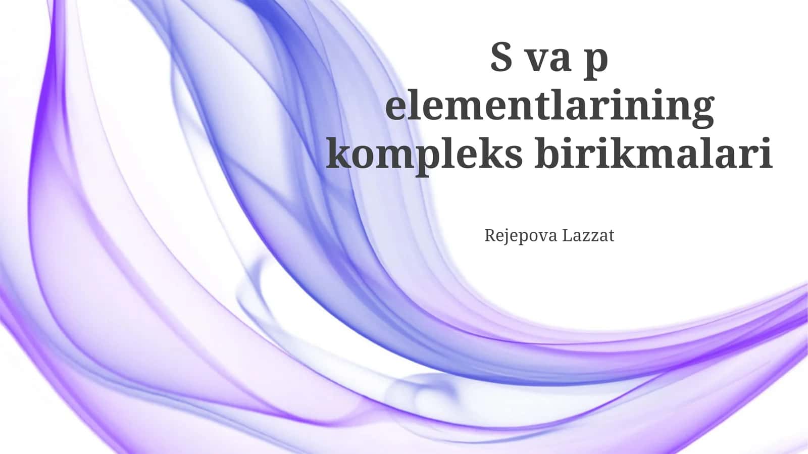 S va p elementlarining kompleks birikmalari