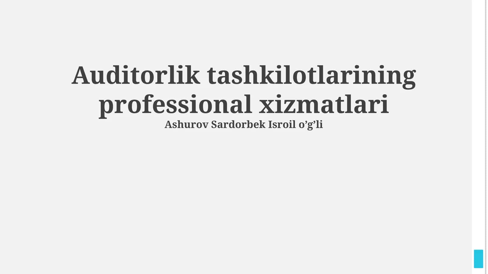 Auditorlik tashkilotlarining professional xizmatlari