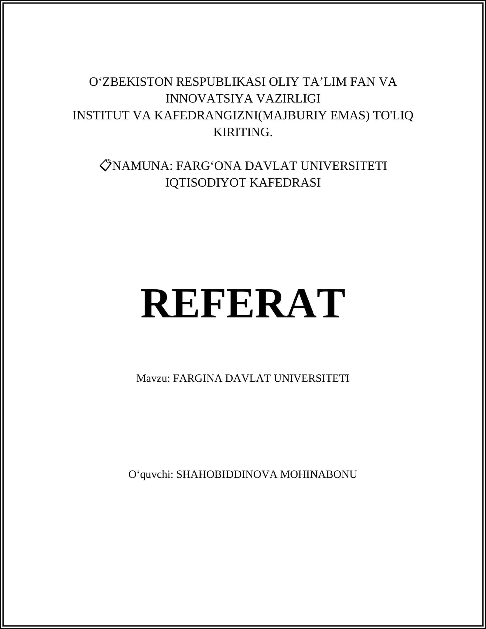 FARGINA DAVLAT UNIVERSITETI
