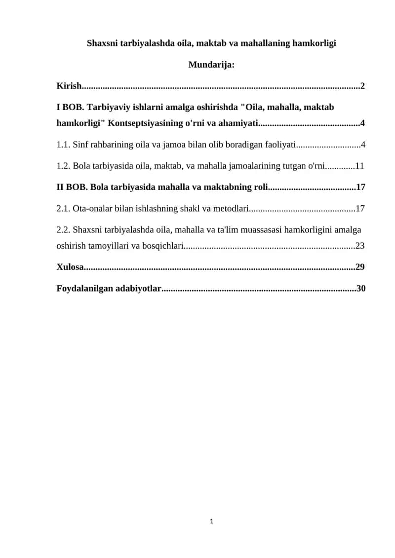 Shaxsni tarbiyalashda oila, maktab va mahallaning hamkorligi