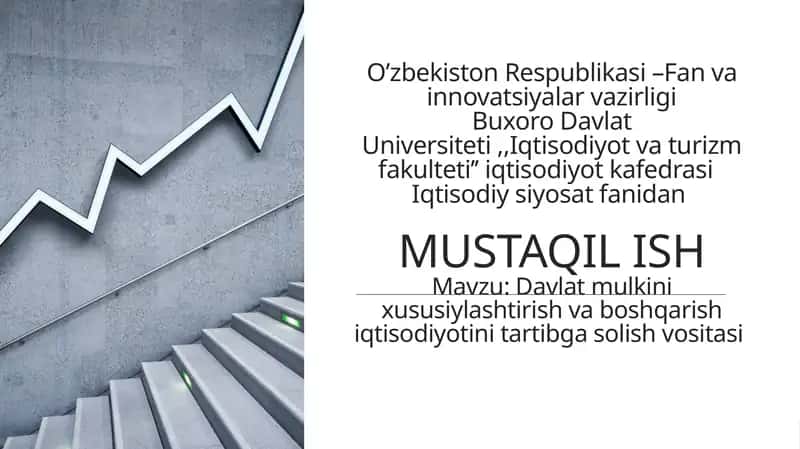 Davlat mulkini xususiylashtirish va boshqarish