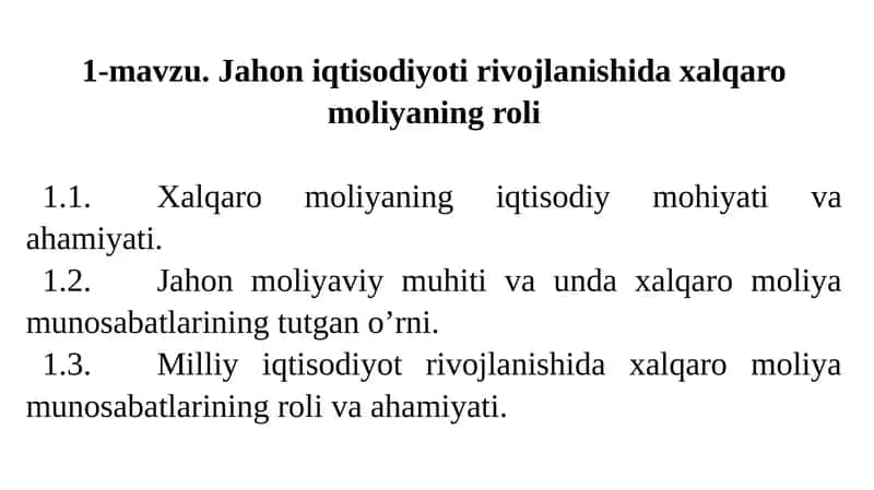 Xalqaro moliya munosabatlari