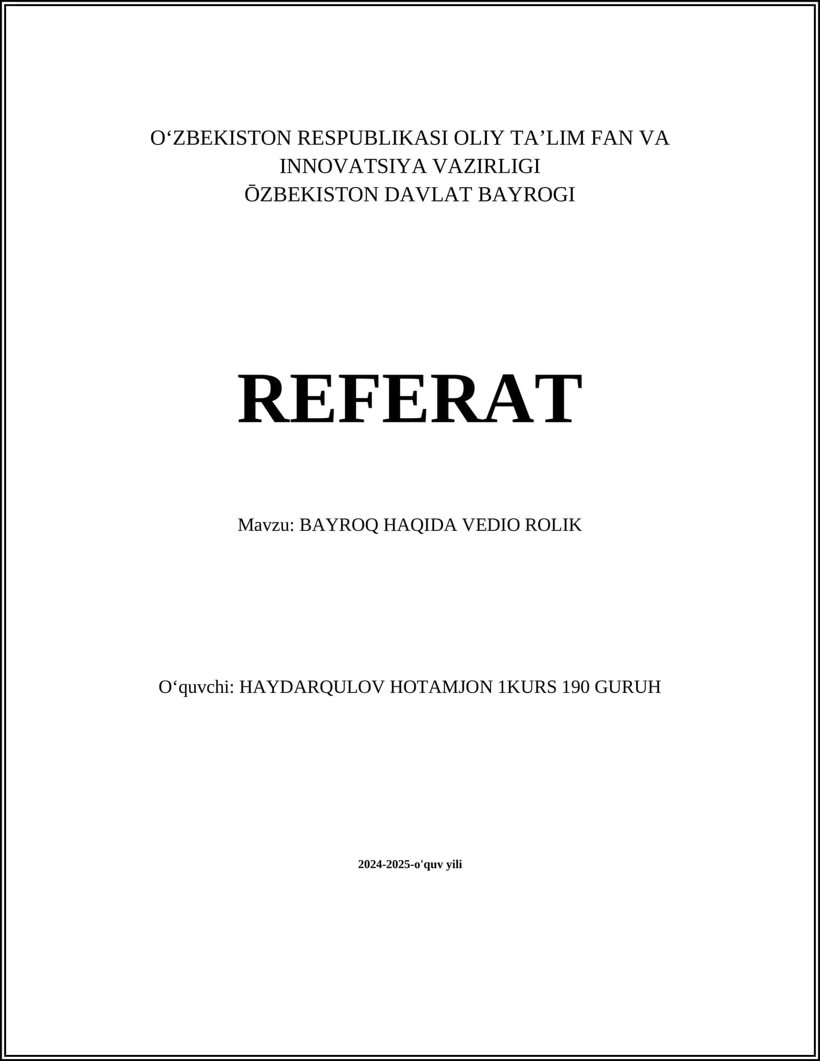 BAYROQ HAQIDA VEDIO ROLIK