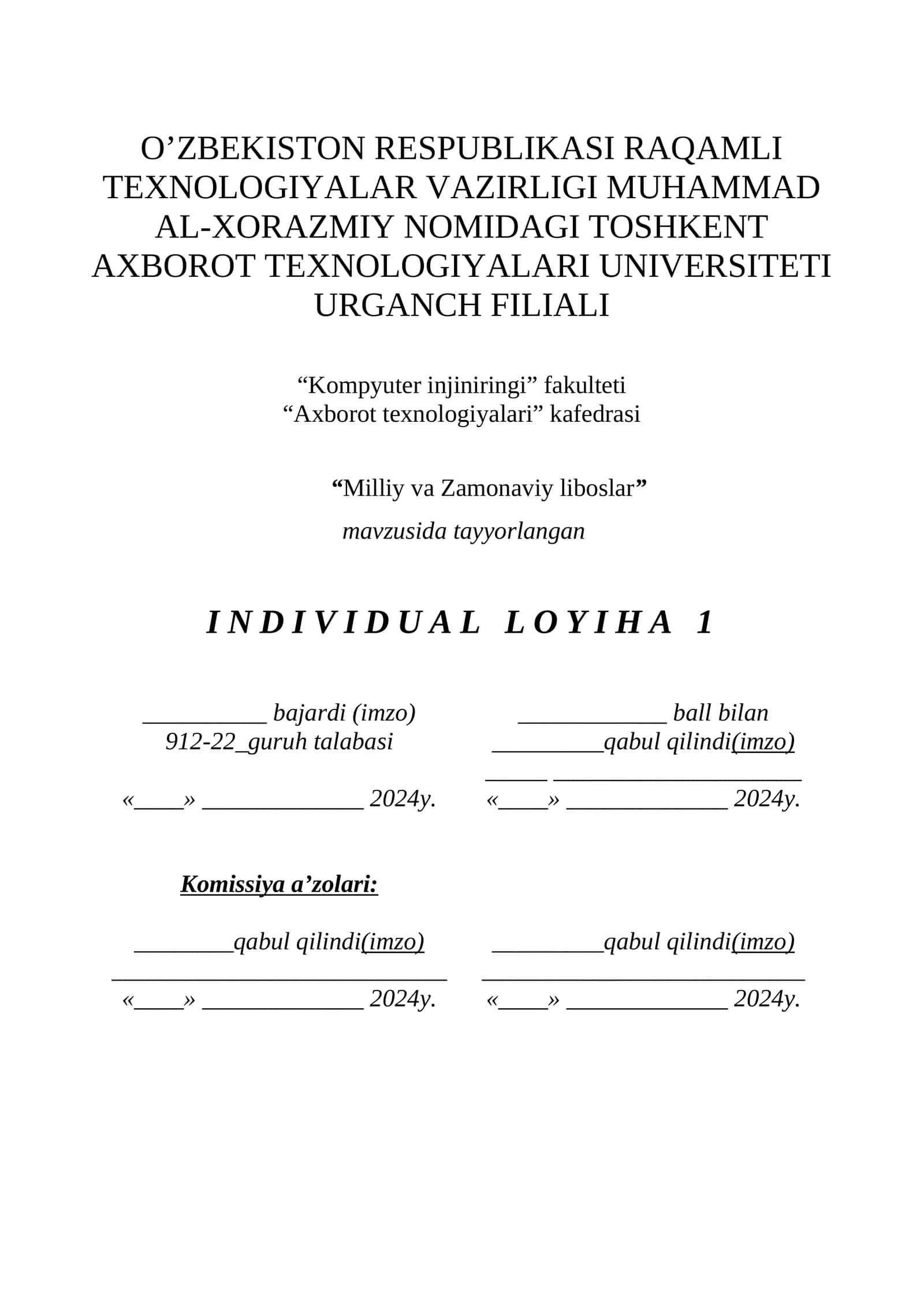 Milliy va Zamonaviy liboslar